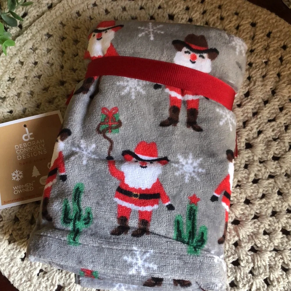 Western Cowboy SANTA Christmas Hand Towels
